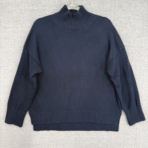 EVERLANE Navy Blue Mock‎ Neck Cotton Sweater Men's Size S